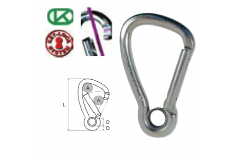 Karabiner KONG Eye Wide C / Auge aus Edelstahl AISI 316