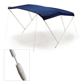 Canopy Sunshade 3 Bögen aus weiß lackiertem Aluminiumblau