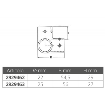 3-WEGE EDELSTAHLWINKEL Ø MM.22
