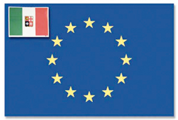 EUROPA + ITALIEN FLAGGE 20X30 CM