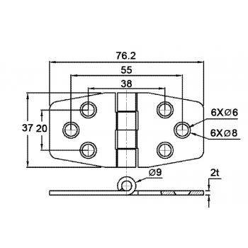 SCHARNIER AUS EDELSTAHL 316 MIT ABDECKUNG