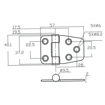 EDELSTAHLSCHARNIER MIT KUPPLUNG MM.37X57