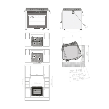 Küche mit 2-Flammen-Ofen