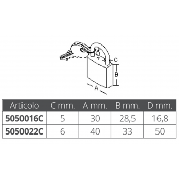 EINZELNER VORHÄNGESCHLOSSSCHLÜSSEL MM.40