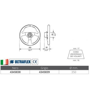 RUDERRAD V38 GRAU Ø MM.380